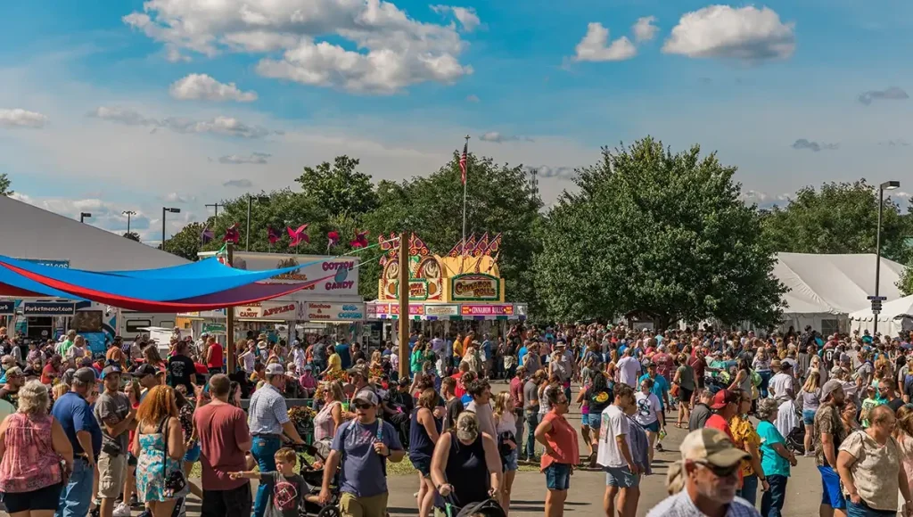 fair goers at the state fair of wv.